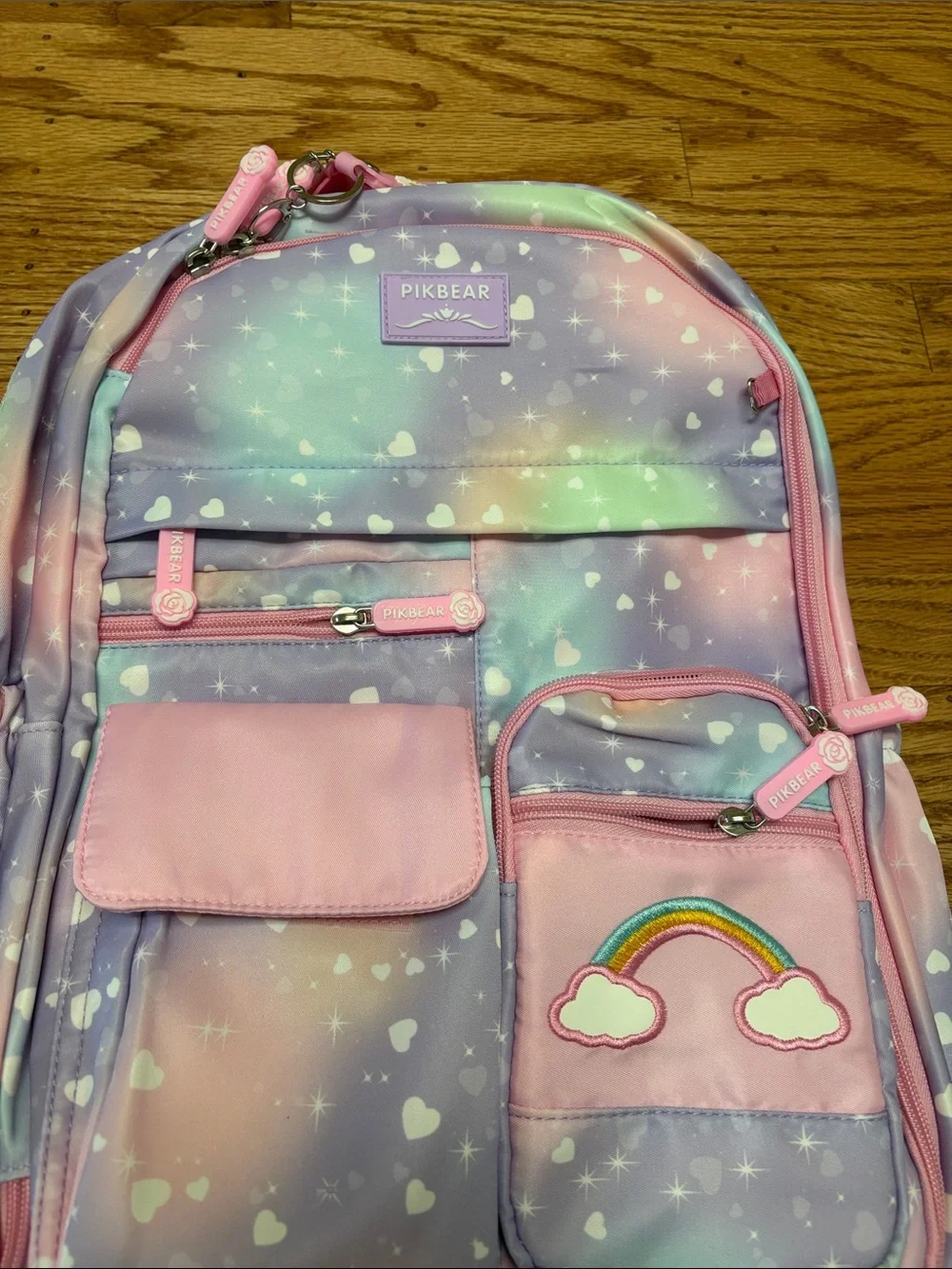 Heart Star Print Purple Girls Backpack for Elementary School Kids Bookbag NEW